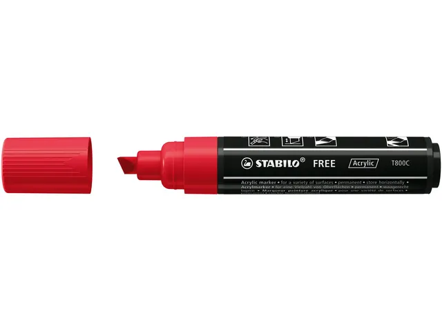 Acrylmarker STABILO Free Acrylic T800C karmijnrood 2-10mm