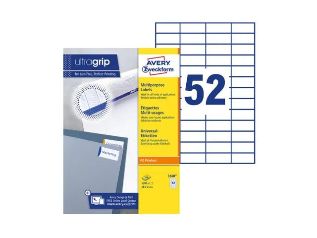 Etiket Avery Zweckform 3650 48x21mm wit 5200stuks