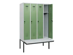 locker met bank,HxBxD 1950x1200x815mm,4vak,vak B 300mm,draaigrendel