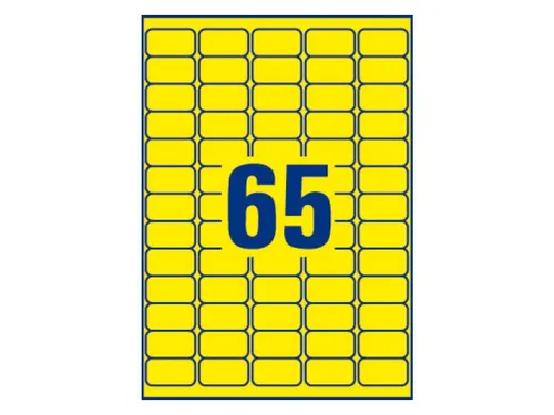 Etiket Avery L7651Y-25 38.1x21.2mm Neon Geel 1625 stuks
