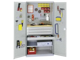 werkplaatskast,HxBxD 1950x1000x600mm,1xStalen bodem,4lade(n),RAL5010 - 1