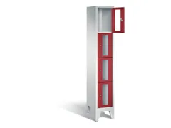 lockerkast 1850x320x500mm 1x4 vakken Cilinderslot Poten, RAL3003