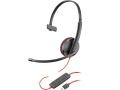Micro-casque monaural USB-C noir Poly Blackwire 3210 + adaptateur USB-