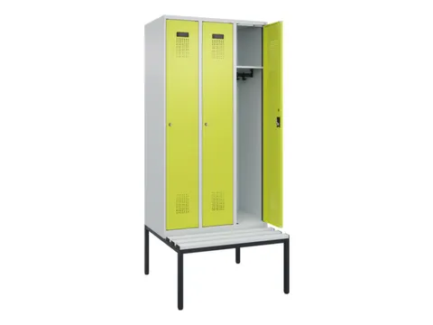 locker met bank,HxBxD 2120x900x815mm,3vak,vak B 300mm,cilinderslot