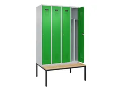 locker met bank,voor scheiding van kleding,HxBxD 2120x1200x815mm,4vak