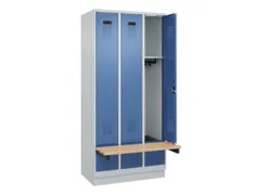 locker met bank,HxBxD 1950x900x815mm,3vak,vak B 300mm,cilinderslot