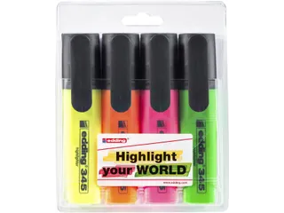 Markeerstift edding 345 2-5mm blister à 4 kleuren - 1
