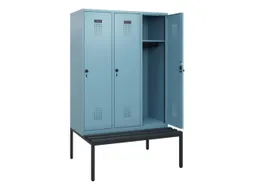 locker met bank,HxBxD 1950x1200x815mm,3vak,vak B 400mm,draaigrendel