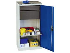 Gereedschapskast 1000x500x500mm 1legbord 2laden Ral7035 Front Ral5010