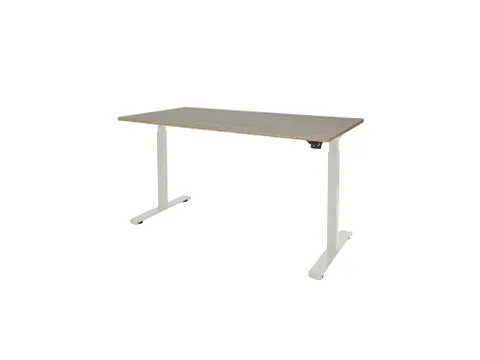 Dextro Basic Zit-sta Bureau Elektrisch 140x80 Robson Eiken 25mm Wit