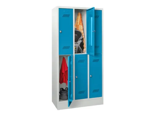 dubbeldekse locker,HxBxD 1850x900x500mm,3x2vak.,RAL7035,front RAL5012