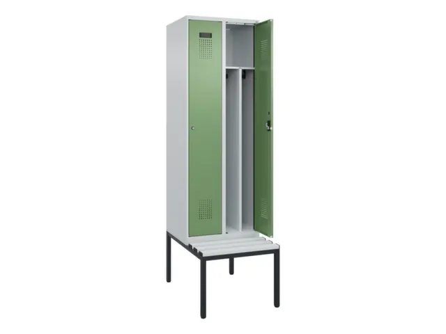 locker met bank,voor scheiding van kleding,HxBxD 2120x600x815mm,2vak