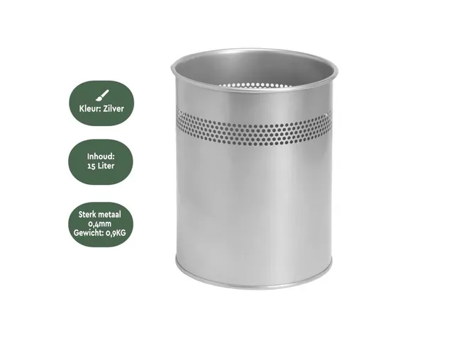 Papierbak Zilver Metaal 15 Liter