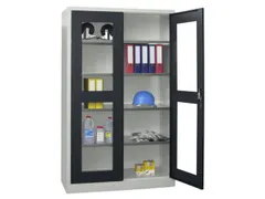 Vitrinekast Hxbxd 1950x1200x400mm Draaideuren Ral7035 Front Ral7016