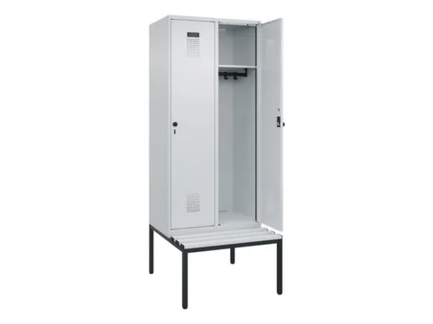 locker met bank,HxBxD 2120x800x815mm,2vak,vak B 400mm,draaigrendel