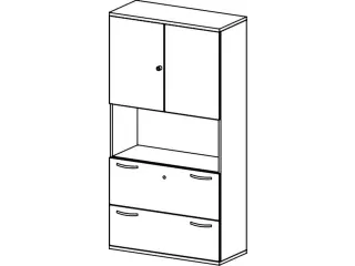 kantoorkast HxBxD 1920x1000x430mm romp onyxgrijs decor front beuken - 1