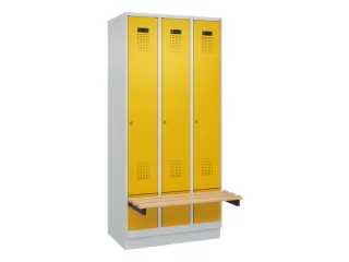locker met bank,HxBxD 1950x900x815mm,3vak,vak B 300mm,cilinderslot - 2