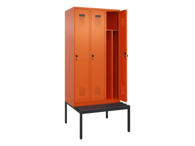 locker met bank,voor scheiding van kleding,HxBxD 2120x900x815mm,3vak