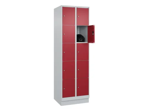 lockerkast,HxBxD 1950x600x500mm,2x5vakken,vak B 300mm,cil.-slot,sokkel