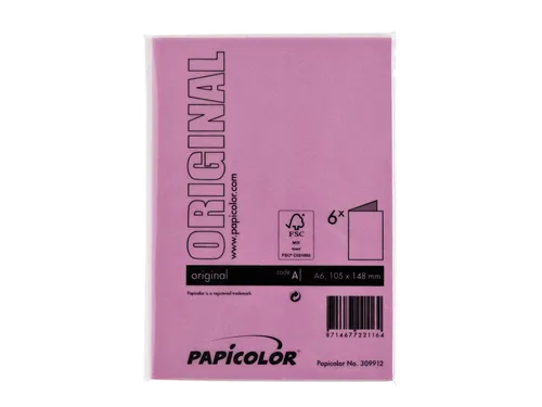 Correspondentiekaart Papicolor dubbel 105x148mm felroze pak à 6 stuks
