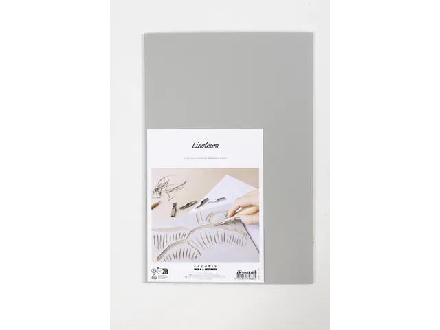 Creativ Company Linoleum 20x30cm dikte 3 mm, Grijs 2 stuks