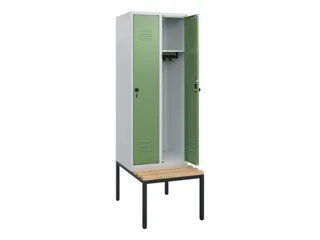 locker met bank,HxBxD 1950x600x815mm,2vak,vak B 300mm,draaigrendel - 2