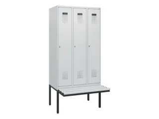 locker met bank,HxBxD 1950x900x815mm,3vak,vak B 300mm,cilinderslot - 2