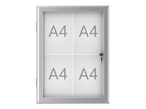Buiten- binnenvitrine wand MAULexcite whiteboard 4xA4 met slot