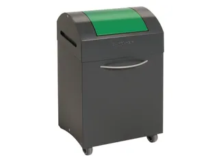 Afvalbak 45 Liter 650x380x320mm Plaatstaal 2 Wielen Klep Groen - 1