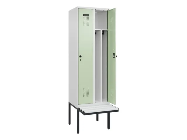 locker met bank,voor scheiding van kleding,HxBxD 2120x600x815mm,2vak