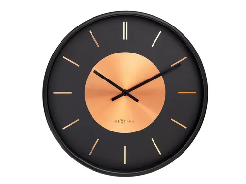 Wandklok NeXtime Retro II 25cm zwart/koper metaal