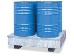 Opvangbak Staal 1325x1320x250mm Voor 4x200l Vaten Rooster Verzinkt