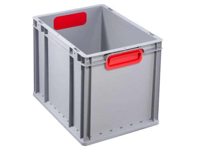 Euronorm-Stapelbak 400x300mm 320mm H Pp Wand/Bodem Gesloten Grijs/Rood | StapelkrattenWinkel.nl