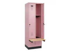 locker met bank,HxBxD 1950x600x815mm,2vak,vak B 300mm,draaigrendel