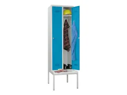locker met bank,HxBxD 2150x600x500mm,2vak,RAL7035,front RAL5012
