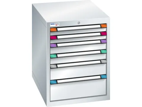 ladekast 800x605x695mm 6laden cilinderslot RAL7035 front RAL7035