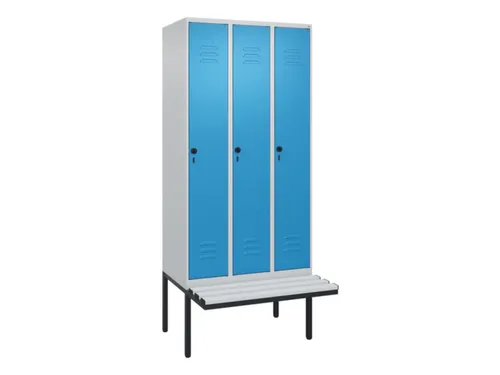 locker met bank,HxBxD 2120x900x815mm,3vak,vak B 300mm,draaigrendel