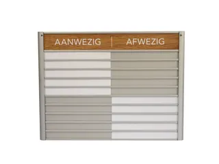 Menoor In-Uit bord 10 namen Aluminium Aanwezig/Afwezig Houtlook - 1
