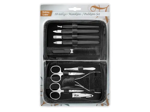 Manicureset Clauss 10-delig in zwart lederen etui relatiegeschenk