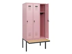 locker met bank,HxBxD 1950x900x815mm,3vak,vak B 300mm,draaigrendel