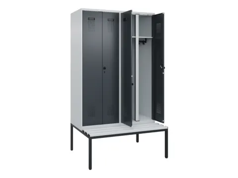 locker met bank,voor scheiding van kleding,HxBxD 2120x1200x815mm,4vak