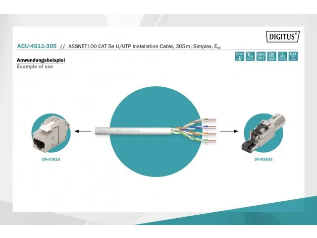 ASSNET100 CAT 5e U-UTP installatiekabel 100 MHz Eca (PVC) 30m Sx Grijs