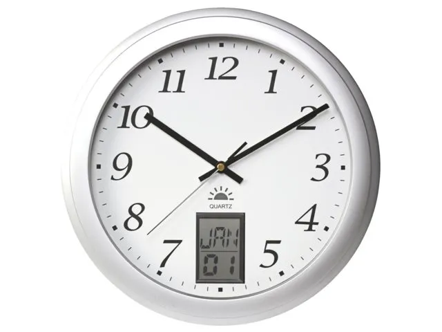 Horloge murale Unilux Instinct Ø30,5cm gris argenté/blanc