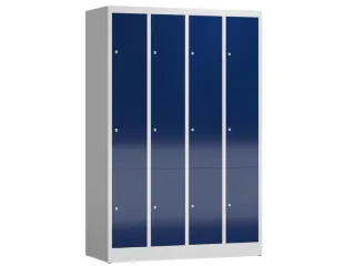 Lockerkast 1800x1185x500mm 4x3 vakken cilinderslot, sokkel, RAL5010 - 1