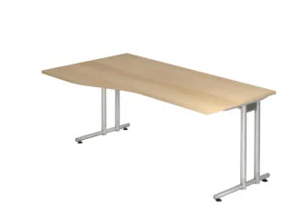 bureau in vrije vorm,HxBxD 740x1800x800/1000mm,blad eiken - 1