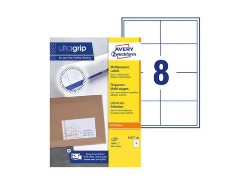 Etiket Avery Zweckform 3427-200 105x74mm wit 1600stuks