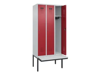 locker met bank,HxBxD 2120x900x815mm,3vak,vak B 300mm,cilinderslot - 1