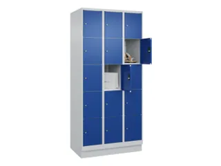 lockerkast,HxBxD 1950x900x500mm,3x5vakken,vak B 300mm,cil.-slot,sokkel - 1
