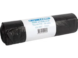 Vuilniszak HDPE Zwart 19 micron 70x110cm 120L rol van 20 zakken - 2