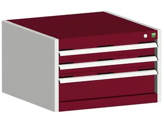 ladekast HxBxD 400x650x525mm 3laden RAL7035 front RAL3004 - 2